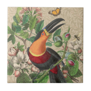 Carreau Toucan Jungle Tropical Bird Belle antique