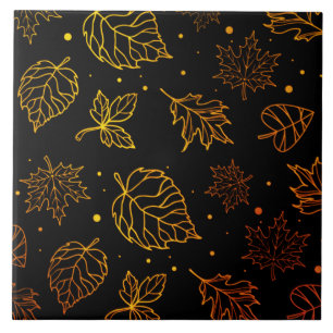Carreau Touche de Feuilles de cuivre d'élégance sur le noi