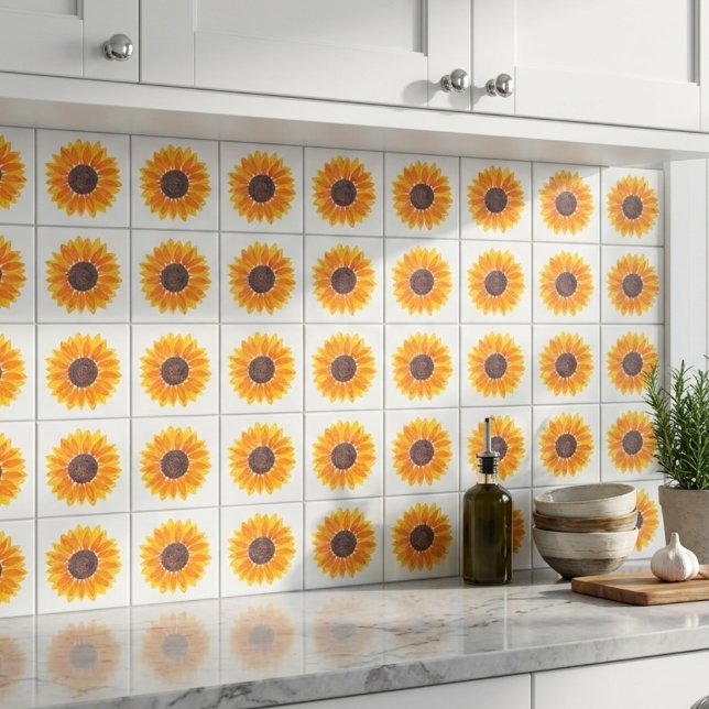 Carreau Tournesol aquarelle moderne (Créateur téléchargé)
