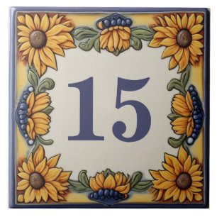 Carreau Tournesol Custom House Numéro Plaque signalétique 