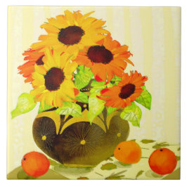Carreau Tournesol et Oranges céramique Carrelage de cuisin