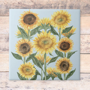 Carreau Tournesol floral aquarelle jaune