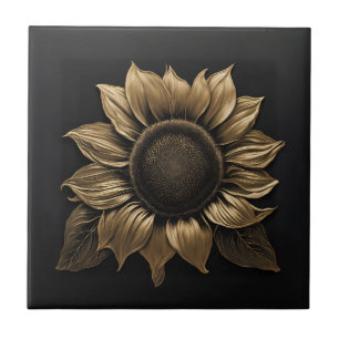 Carreau Tournesol métallique gras sur noir