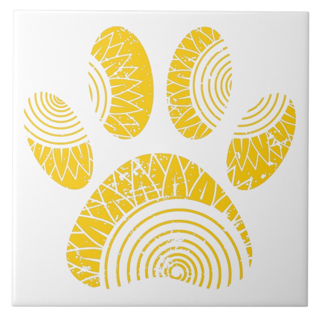 Carreau Tournesol Motif chien Empreinte de patte désoblige (Devant)