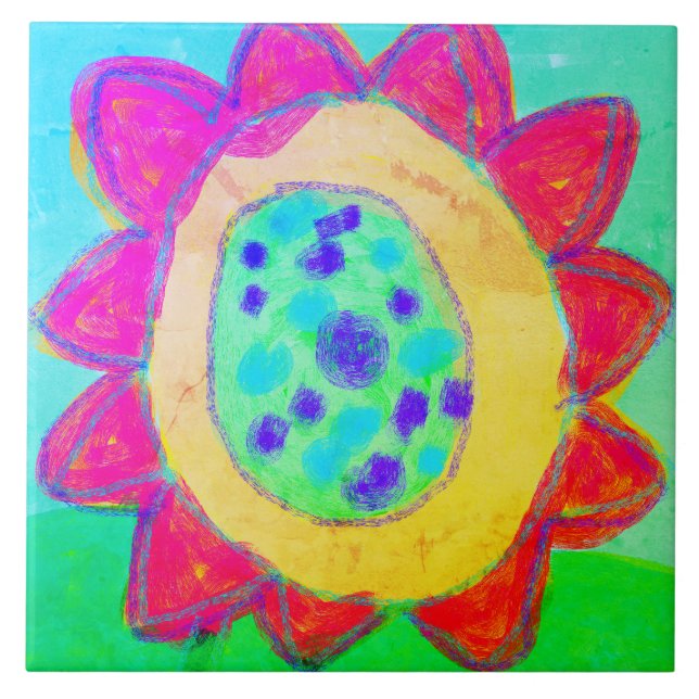 Carreau Tournesol rose Abstrait peinture numérique (Devant)