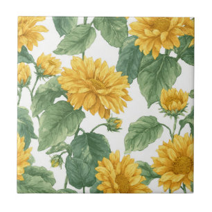 Carreau Tournesol rustique aquarelle floral maison de ferm