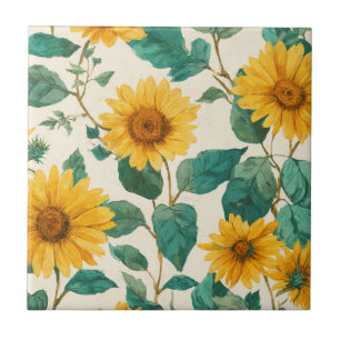 Carreau Tournesol rustique aquarelle floral maison de ferm