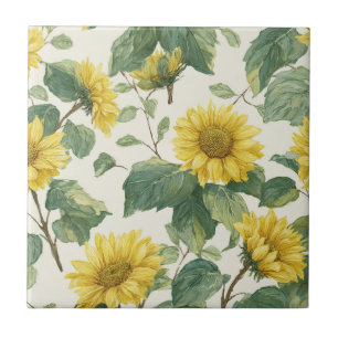 Carreau Tournesol rustique aquarelle floral maison de ferm