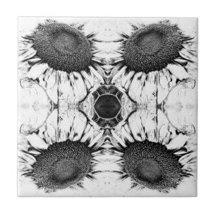 Carreau Tournesol vintage Noir Et Blanc Art Nouveau