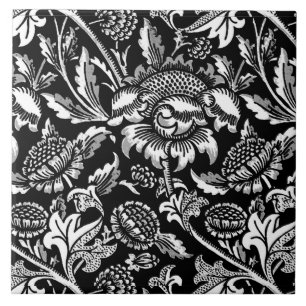 Carreau Tournesols de William Morris, noirs et blancs