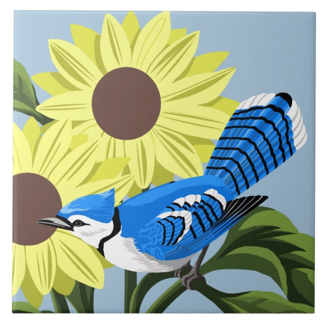 Carreau Tournesols et geai bleu (Devant)