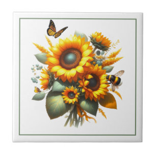 Carreau Tournesols jaunes et abeilles Carrelage céramique 