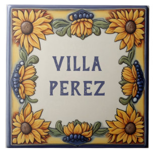 Carreau Tournesols Personnalisé Nom de la maison Plaque si
