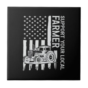 Carreau Tracteur agricole patriote drapeau États-Unis Fête