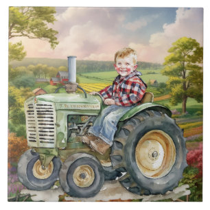 Carreau tracteur pour enfant à la campagne