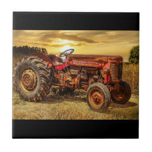 Carreau Tracteur Vintage Red Farm