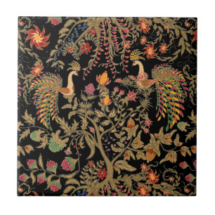 Carreau Tradition de paradis forestier d'oiseaux asiatique