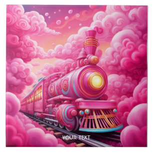 Carreau Train Imaginaire Vif Nuages Roses