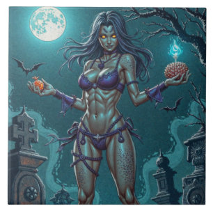 Carreau Traite d'Halloween ou ami Zombie w Cerveau
