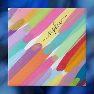Carreau Traits de couleur diagonaux, nom, peinture abstrai