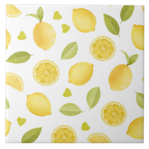Carreau Tranches de citrons jaunes Design aquarelle