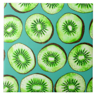 Carreau Tranches Kiwi sur turquoise