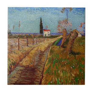 Carreau Traversée d'un champ, Willows par Vincent van Gogh