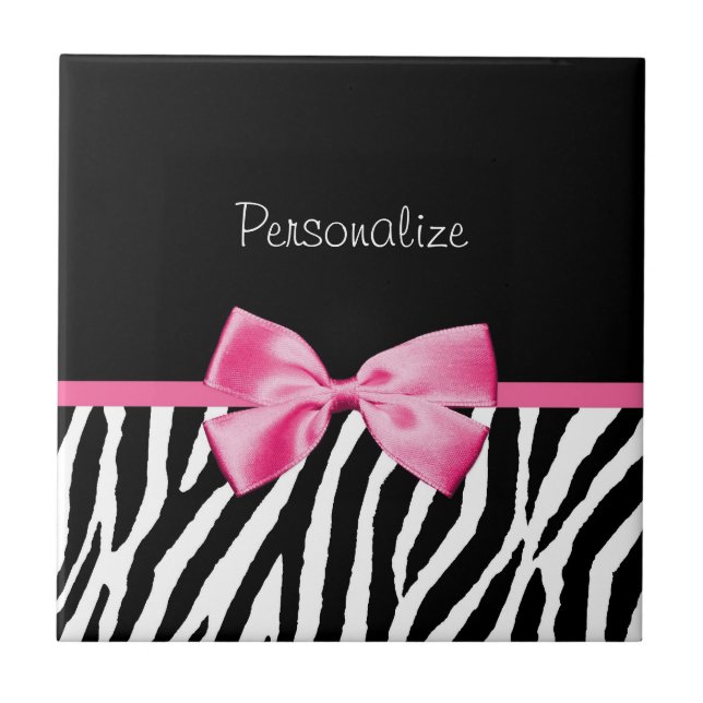 Carreau Trendy Black And White Zebra Print Rose Ribbon (Devant)
