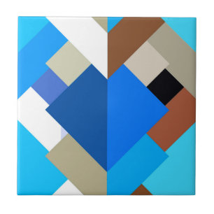 Carreau Triangles Abstraits modernes, Bleu de Cobalt et Br