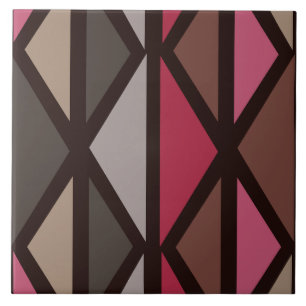 Carreau Triangles d'art géométrique rétro Noir Rouge Brown