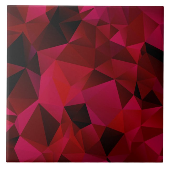 Carreau Triangles géométriques polygonaux imprimés rouges (Devant)