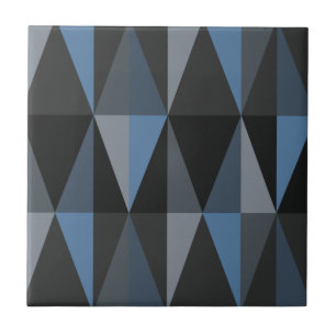 Carreau Triangles modernes du milieu du siècle bleu foncé