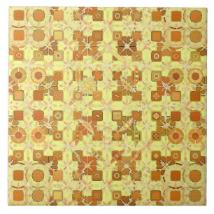 Carreau Tribal Batik - jaune doré, brun et bronzé