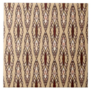 Carreau Tribal Batik - Tan, Dark Brown et Crème