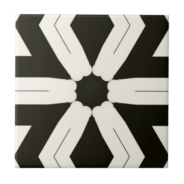 Carreau Tribal Home Floral noir et blanc (Devant)