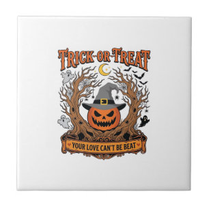 Carreau Trick Or Treat Halloween Citrouille Sorcière Chape