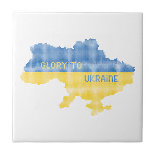 Carreau Tricot Ukraine texte de la carte d'Etat Gloire à l