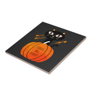 Carreau Tricoter ou traiter Orange Black Cat Citrouille Ha