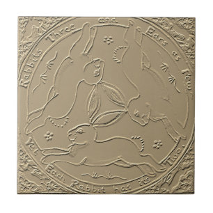 Carreau Trio De Lièvre De Lapin Art Ancien Mystique Tan P