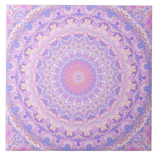 Carreau Trippy coloré complexe Boho Hippie Mandala