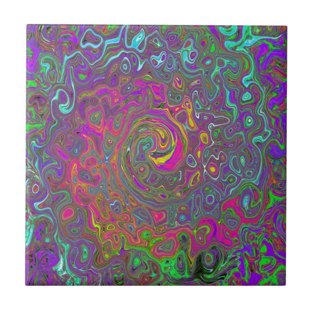 Carreau Trippy Hot rose Abstrait Retro Liquid Swirl (Devant)