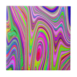 Carreau Trippy Jaune et rose Abstrait Art rétro Super