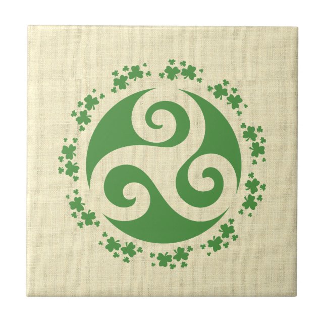 Carreau Triskelion celtique & Shamrocks (Devant)