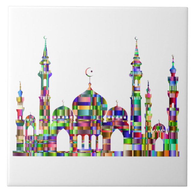Carreau Trivet en céramique avec décor de mosquée prisme c (Devant)
