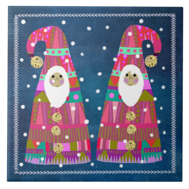 Carreau Trivet Gnomes d'hiver (Devant)