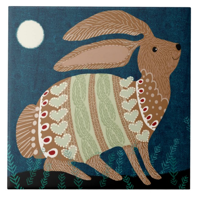 Carreau Trivet lapin clair de lune (Devant)