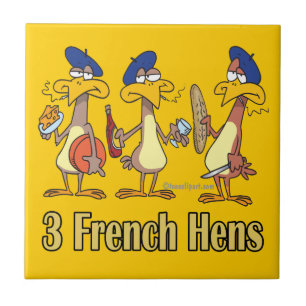 Carreau trois poules françaises 3e jour de noël