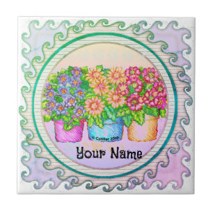 Carreau Trois vases fleurs