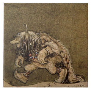 Carreau "Troll de ferme" par l'artiste suédois John Bauer