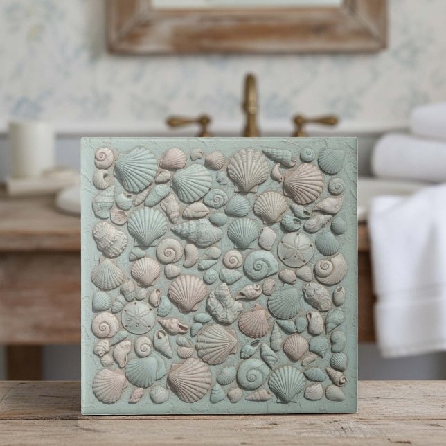 Carreau Trompe L'oeil Marine Life Shell Mosaic ID1190a (Créateur téléchargé)